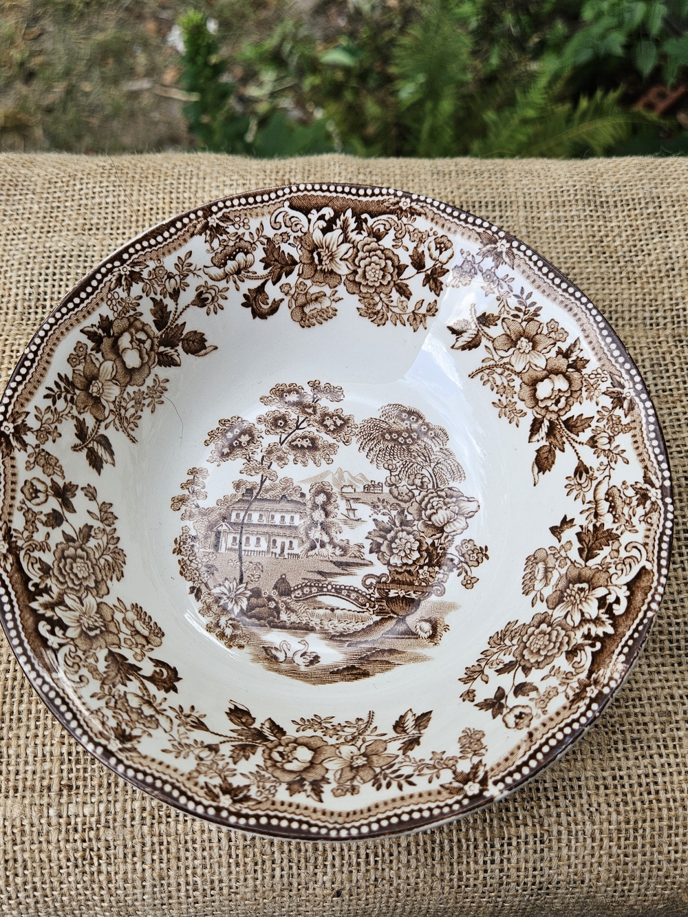 Vintage Brown Transferware Cereal Bowl Alfred Meakin Tonquin Pattern